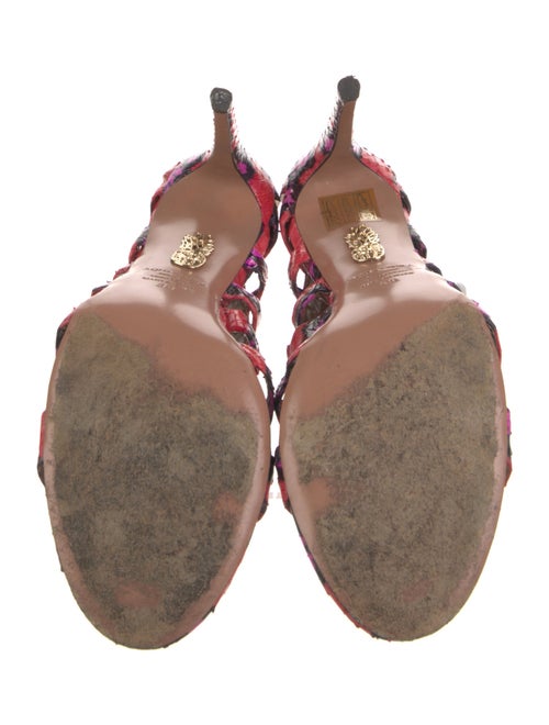 Aquazzura GG Embossed Embossed Leather Gladiator Sandals