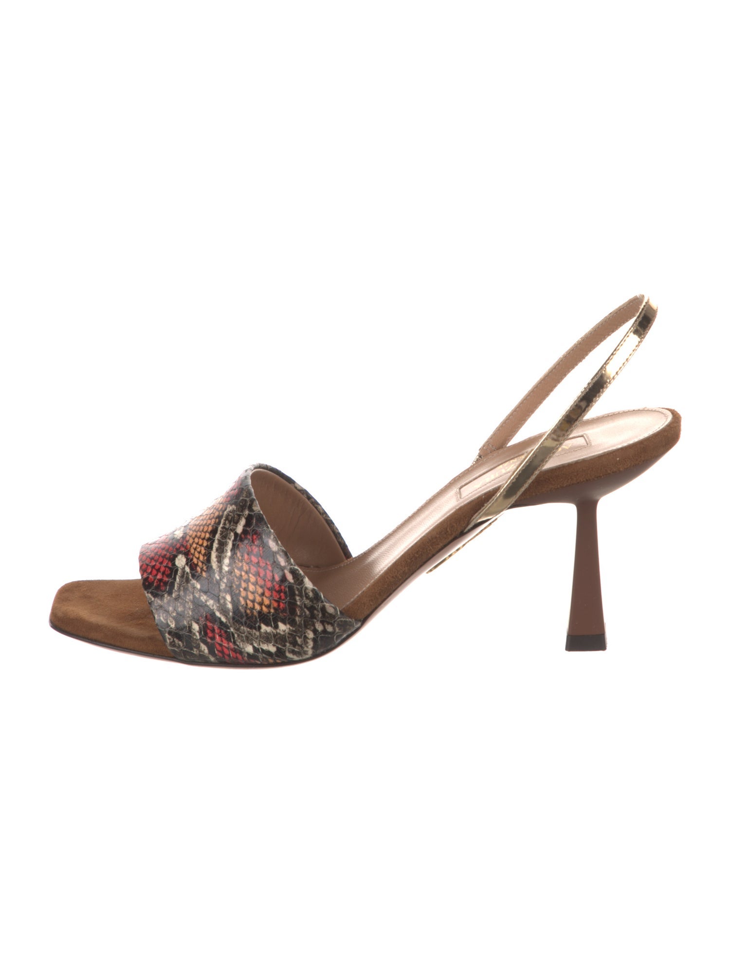 Aquazzura Leather Animal Print Slingback Sandals