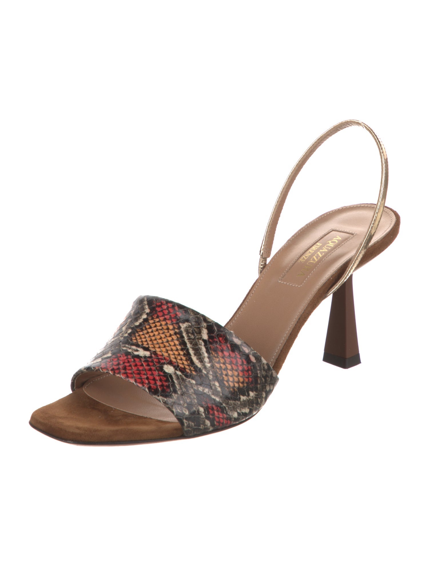 Aquazzura Leather Animal Print Slingback Sandals