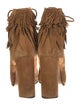 Aquazzura Suede Fringe Trim Accent Lace-Up Boots