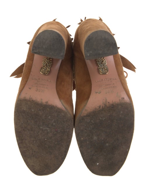 Aquazzura Suede Fringe Trim Accent Lace-Up Boots