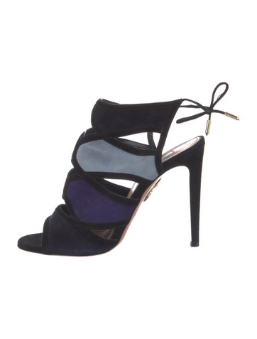 Aquazzura Sandals Suede Cutout Accent IT 38 | 8