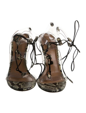 Aquazzura Python Animal Print T-Strap Sandals