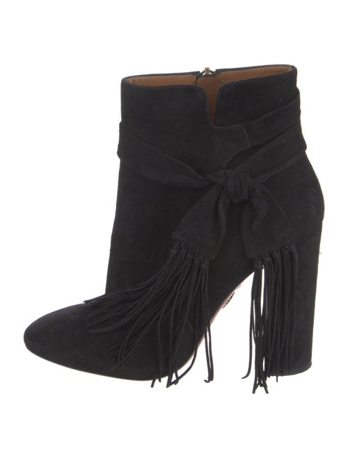 Aquazzura Suede Fringe Trim Accent Boots