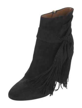 Aquazzura Suede Fringe Trim Accent Boots