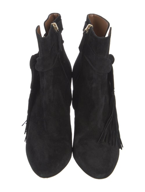 Aquazzura Suede Fringe Trim Accent Boots