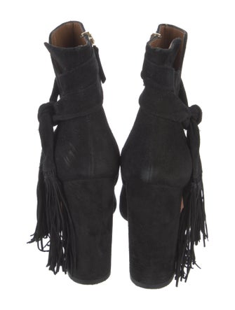 Aquazzura Suede Fringe Trim Accent Boots