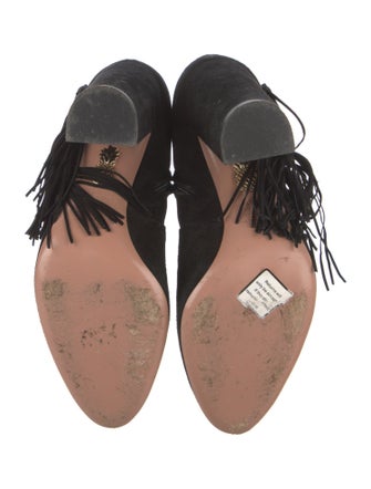 Aquazzura Suede Fringe Trim Accent Boots