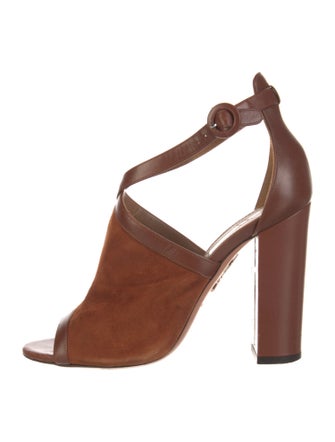 Aquazzura Suede T-Strap Pumps