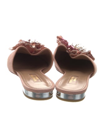 Aquazzura Suede Sequin Embellishments Mules