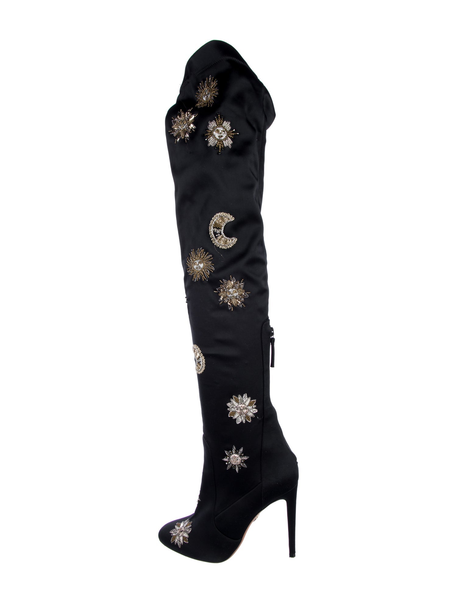 Aquazzura Satin Floral Print Boots