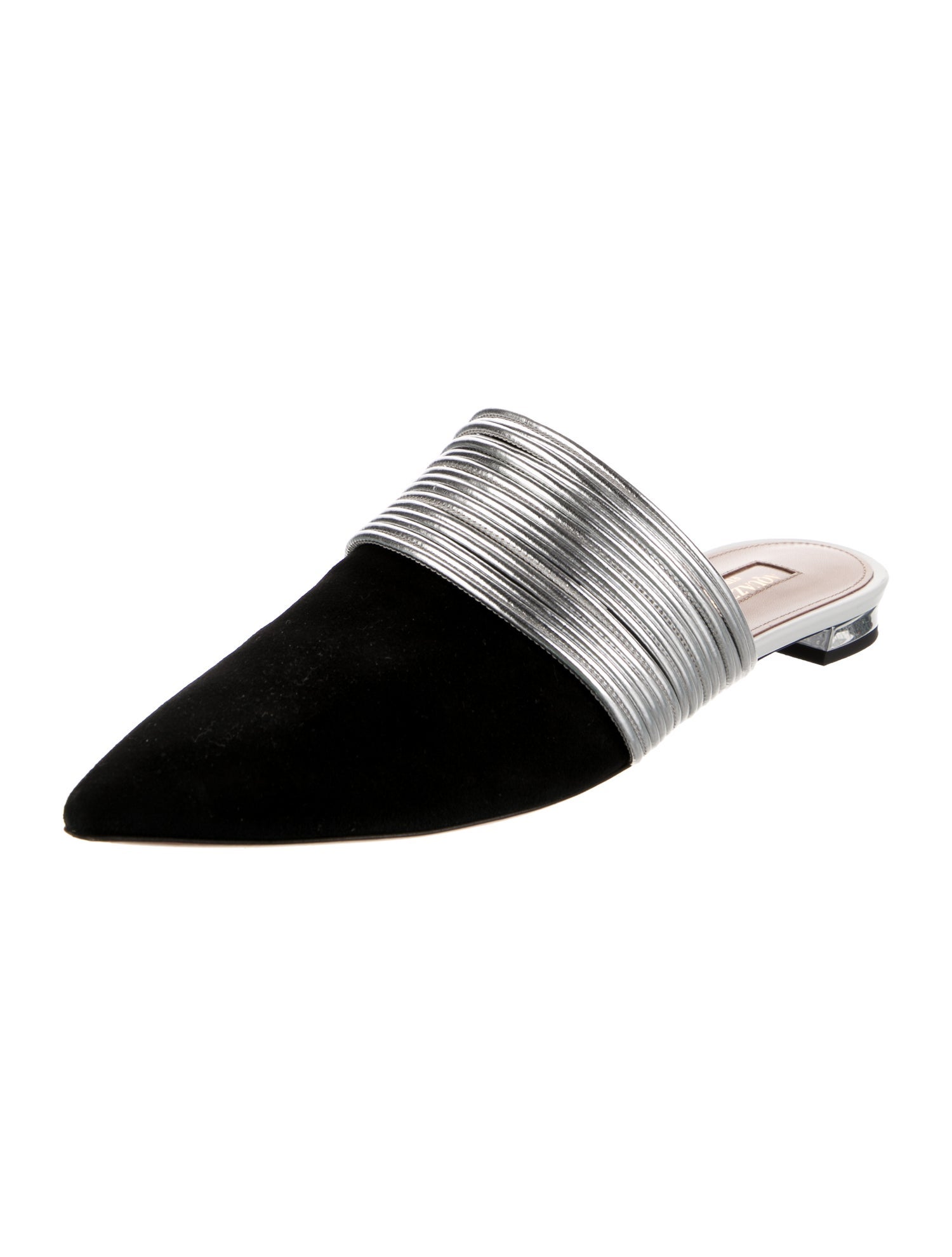 Aquazzura Suede Colorblock Pattern Mules