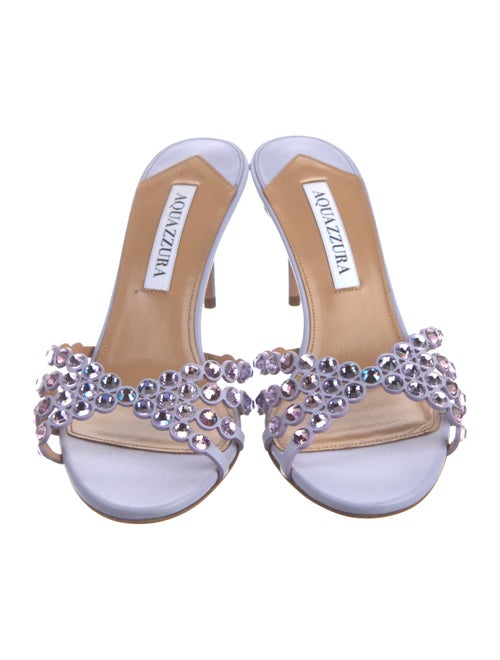 Aquazzura Leather Crystal Embellishments Slides