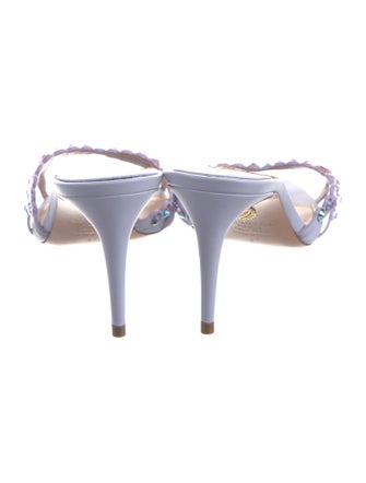 Aquazzura Leather Crystal Embellishments Slides