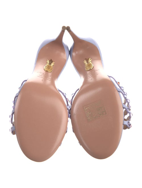 Aquazzura Leather Crystal Embellishments Slides