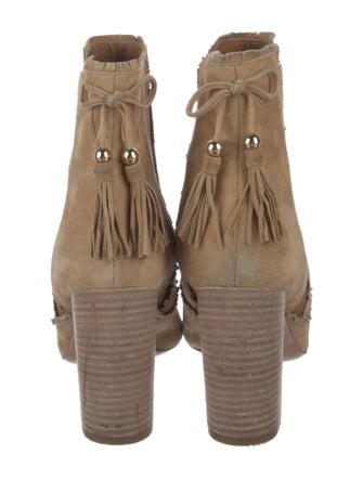 Aquazzura Suede Tassel Accents Chelsea Boots