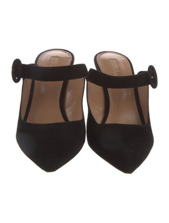 Aquazzura Suede Crystal Embellishments Mules