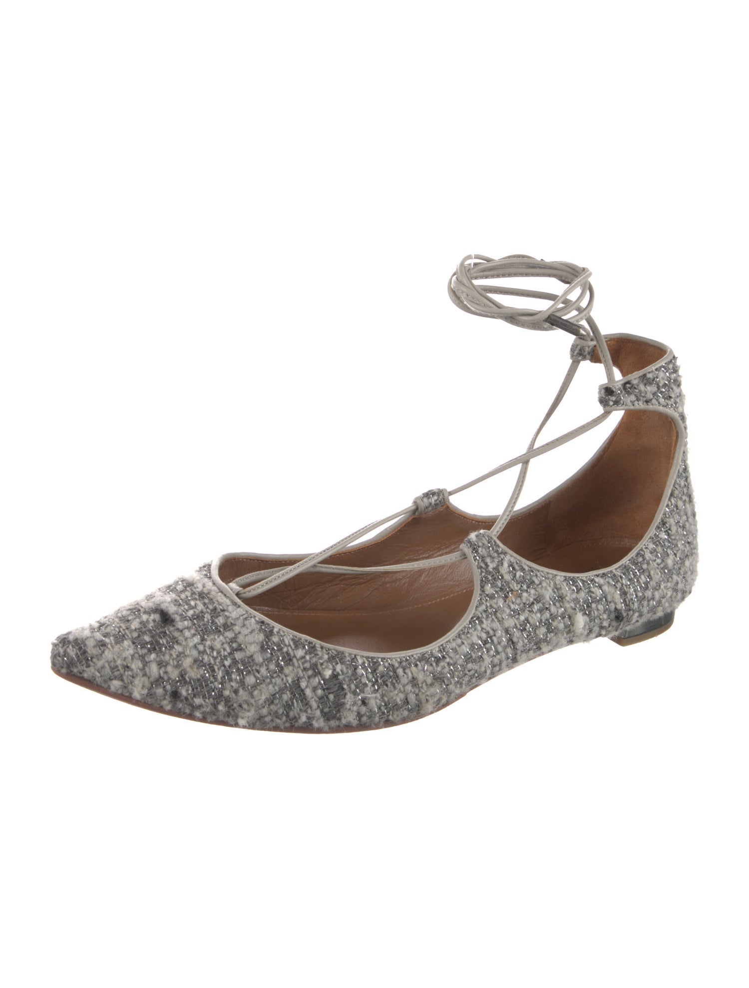 Aquazzura Tweed Tweed Pattern Ballet Flats
