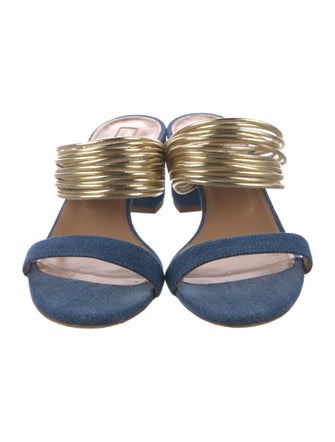 Aquazzura Denim Slides