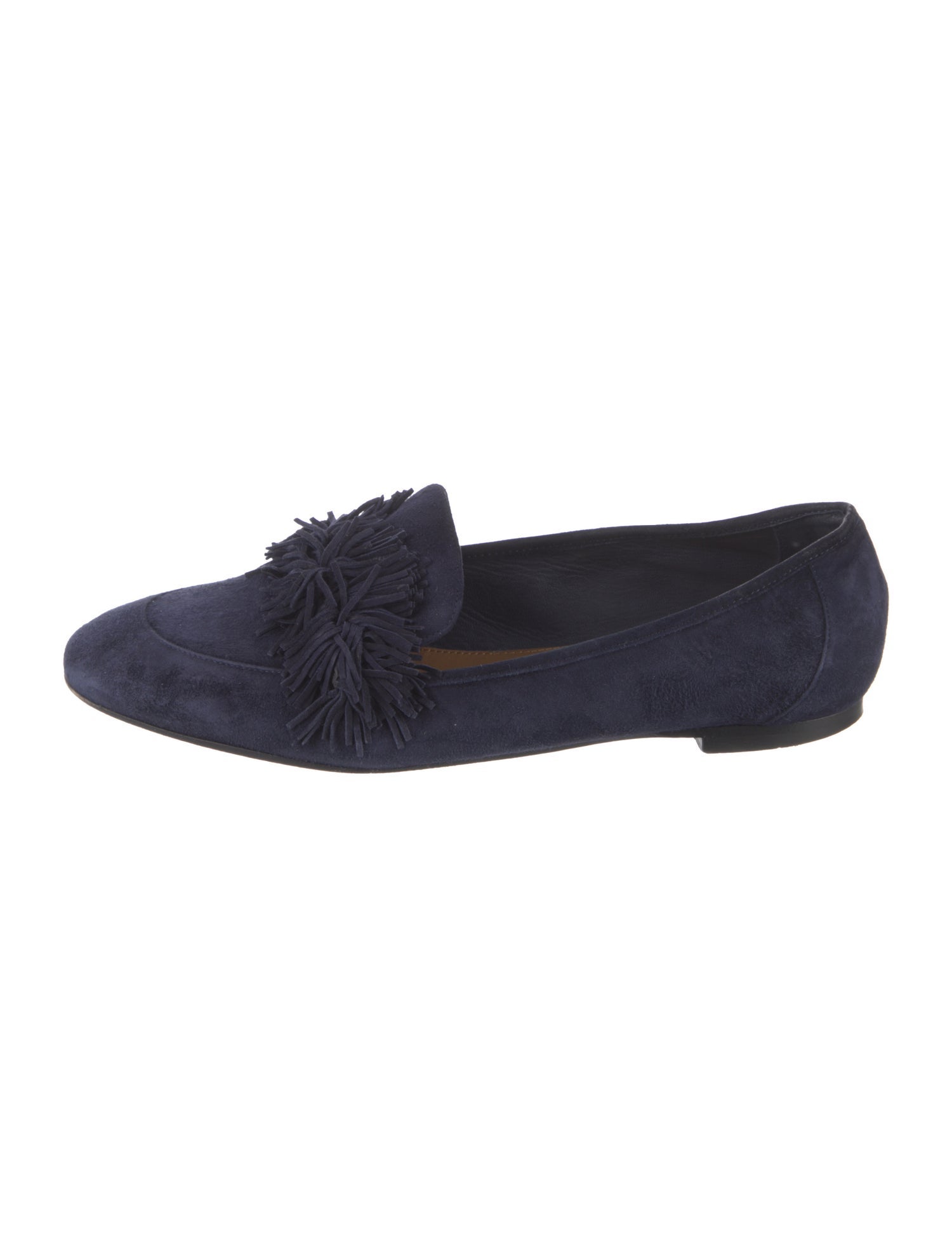 Aquazzura Suede Fringe Trim Accent Loafers
