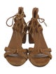 Aquazzura Suede Cutout Accent T-Strap Sandals