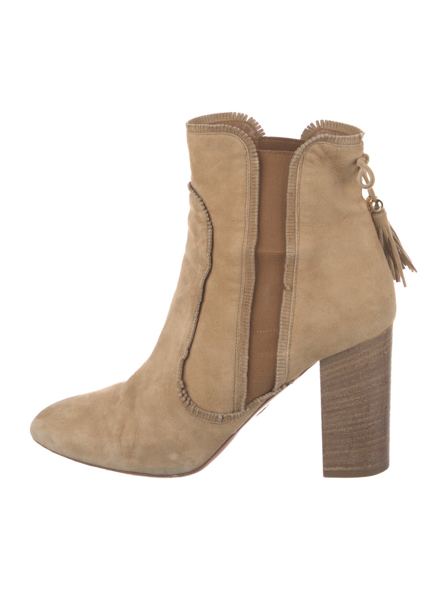 Aquazzura Suede Tassel Accents Chelsea Boots