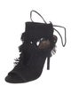 Aquazzura Suede Fringe Trim Accent Gladiator Sandals