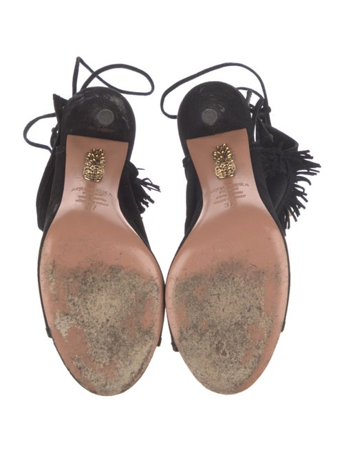 Aquazzura Suede Fringe Trim Accent Gladiator Sandals
