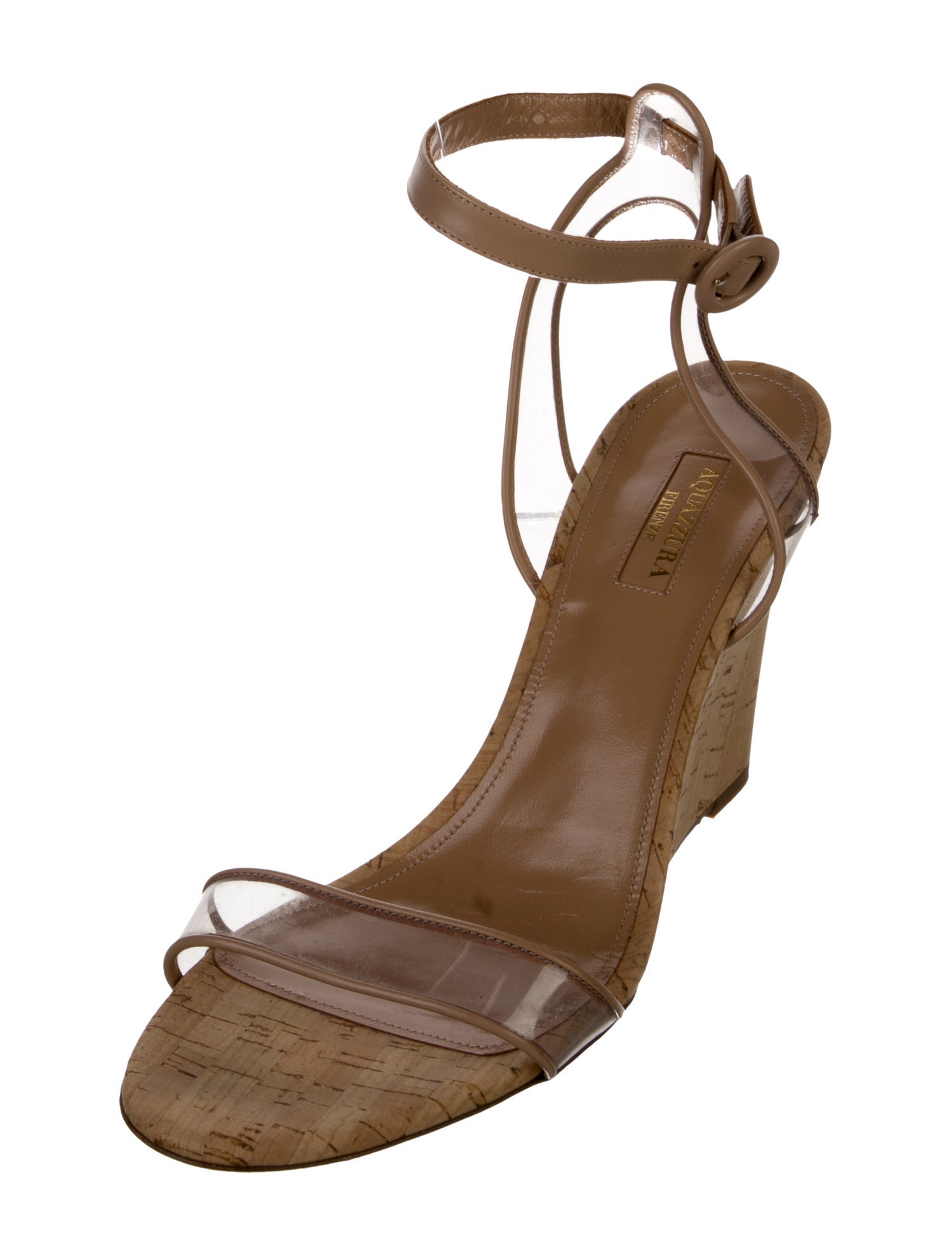 Aquazzura PVC Leather Trim Embellishment Sandals