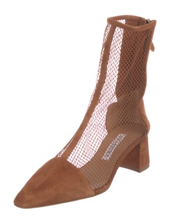 Aquazzura Suede Mesh Accents Sock Boots