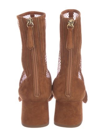 Aquazzura Suede Mesh Accents Sock Boots