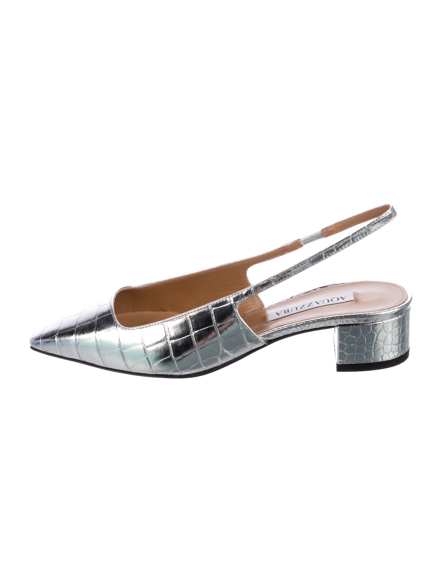 Aquazzura Embossed Leather Slingback Pumps w/ Tags