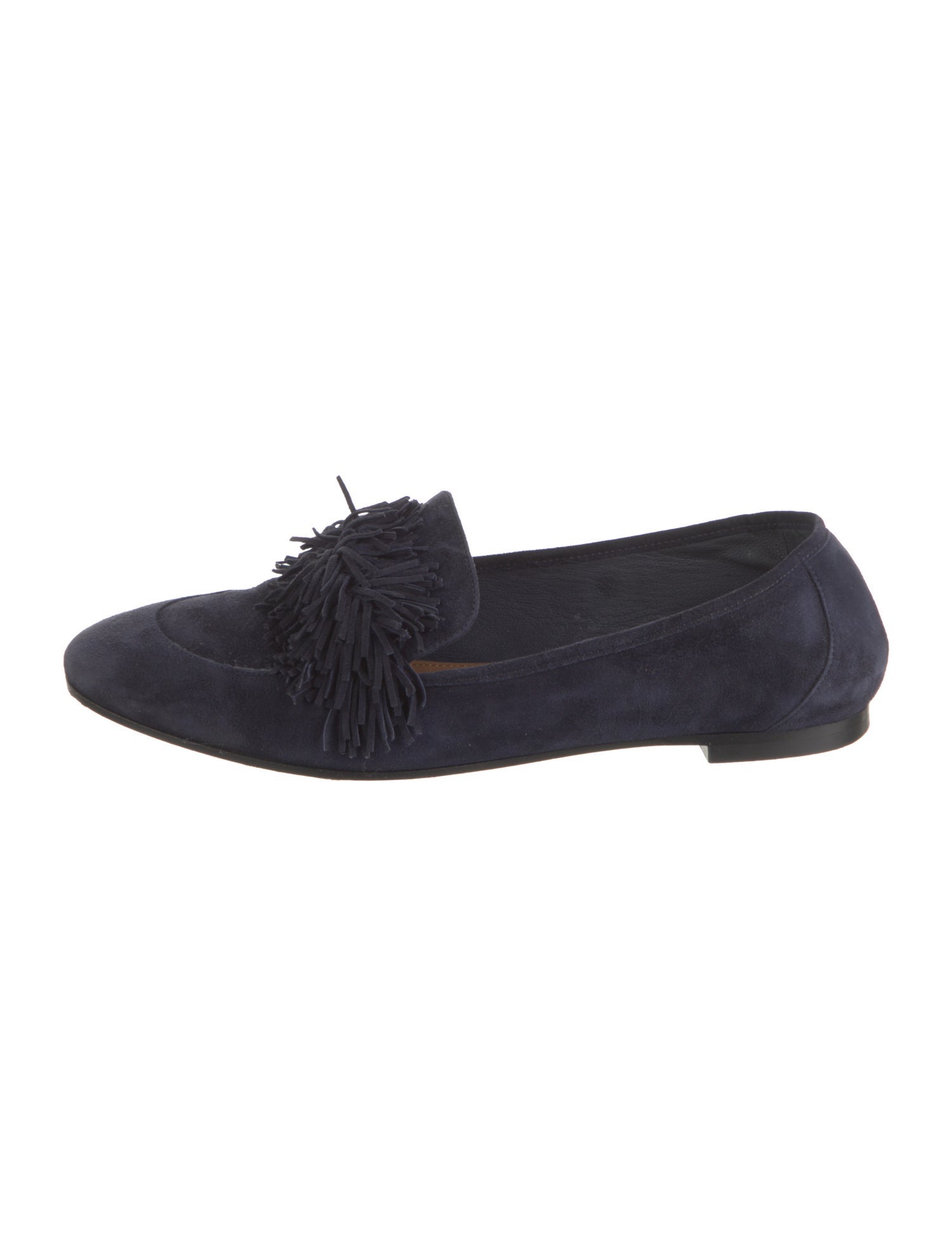 Aquazzura Suede Fringe Trim Accent Loafers