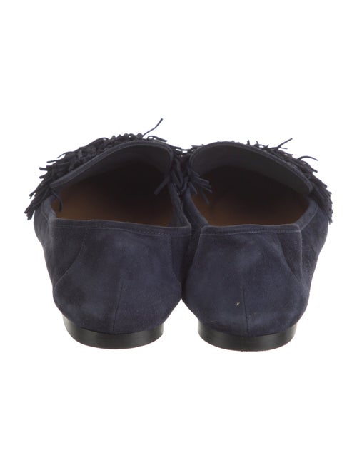 Aquazzura Suede Fringe Trim Accent Loafers