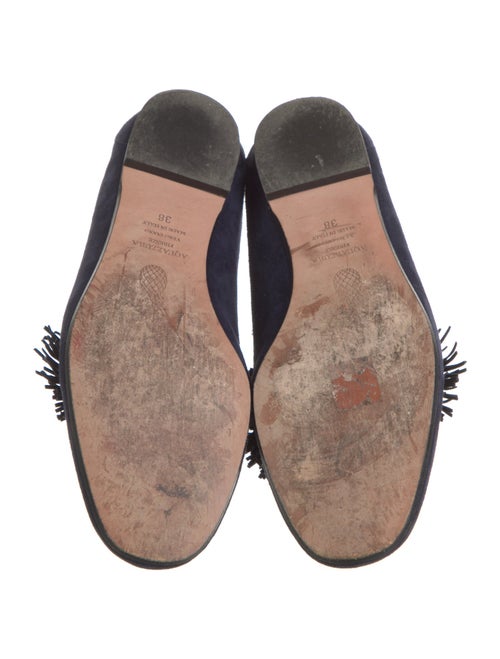 Aquazzura Suede Fringe Trim Accent Loafers