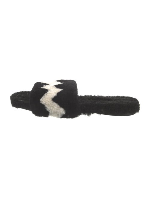 Aquazzura Shearling Colorblock Pattern Slides