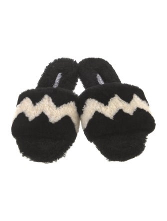 Aquazzura Shearling Colorblock Pattern Slides