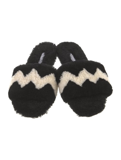 Aquazzura Shearling Colorblock Pattern Slides