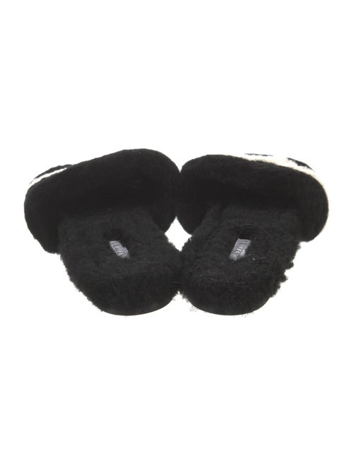 Aquazzura Shearling Colorblock Pattern Slides