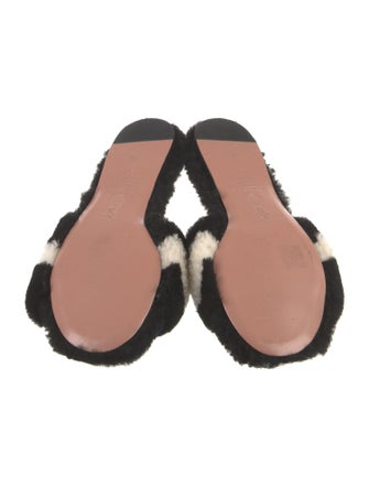 Aquazzura Shearling Colorblock Pattern Slides