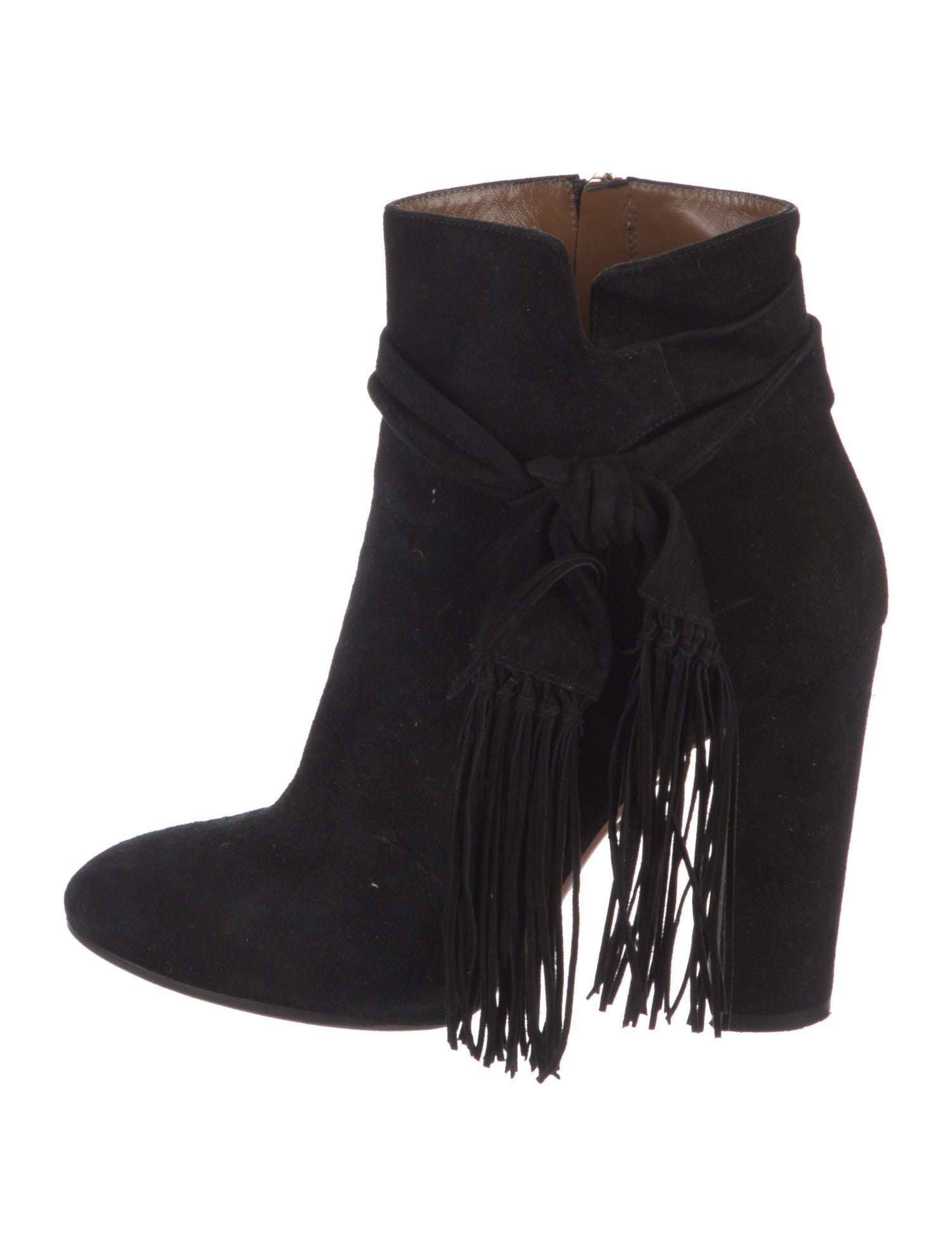 Aquazzura Suede Fringe Trim Accent Boots