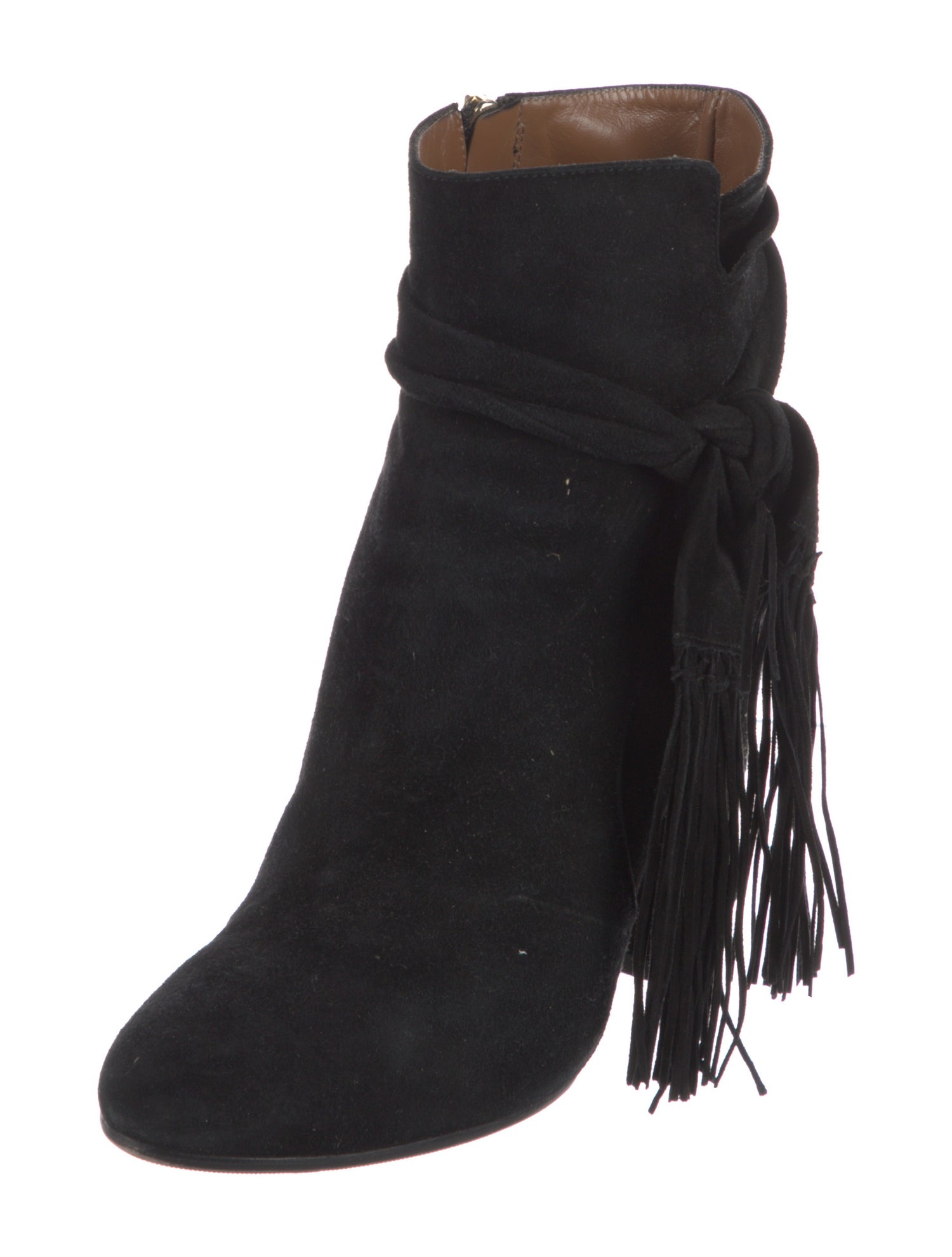 Aquazzura Suede Fringe Trim Accent Boots