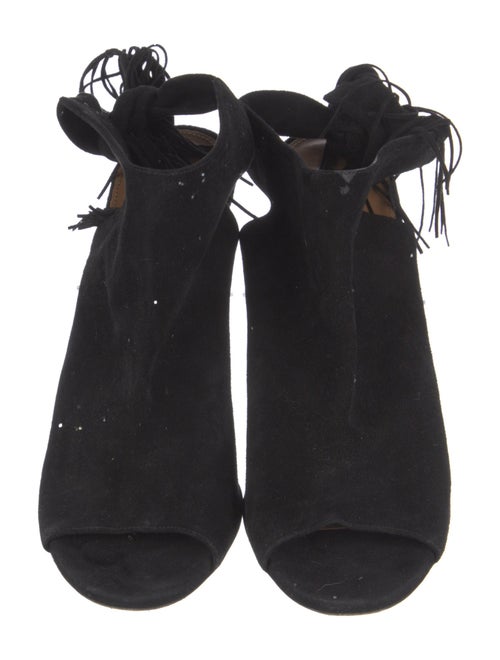 Aquazzura Suede Fringe Trim Accent Slingback Sandals