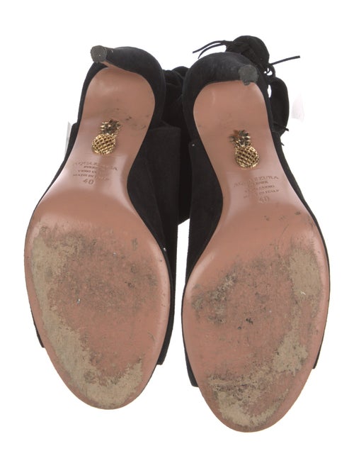 Aquazzura Suede Fringe Trim Accent Slingback Sandals