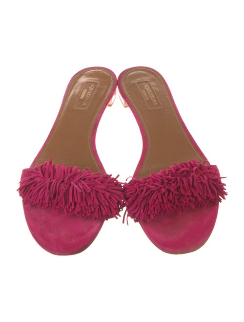 Aquazzura Suede Leather Trim Embellishment Slides