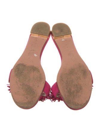 Aquazzura Suede Leather Trim Embellishment Slides