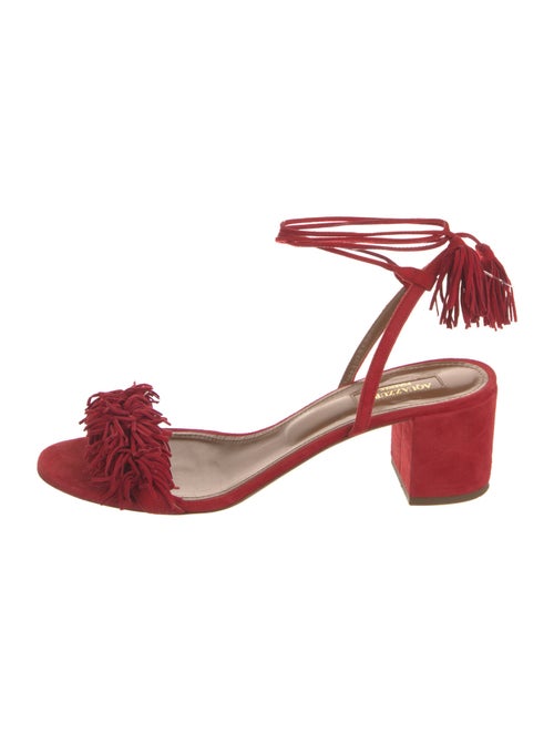 Aquazzura Suede Fringe Trim Accent Sandals