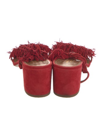 Aquazzura Suede Fringe Trim Accent Sandals