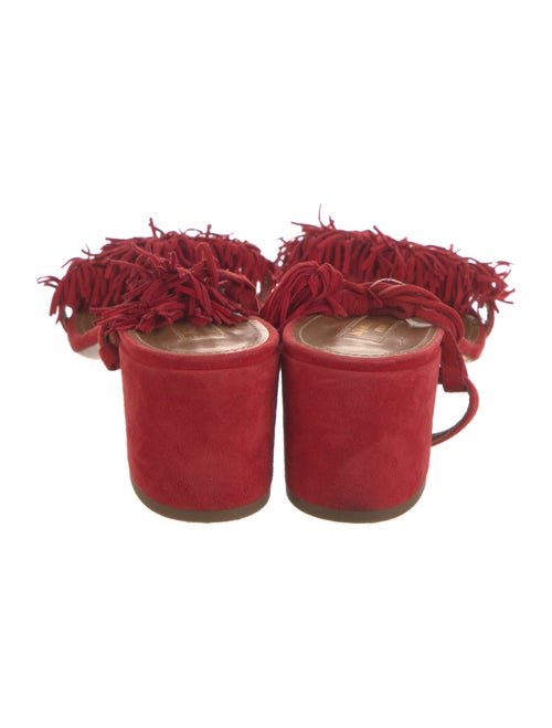 Aquazzura Suede Fringe Trim Accent Sandals