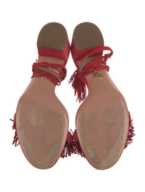 Aquazzura Suede Fringe Trim Accent Sandals